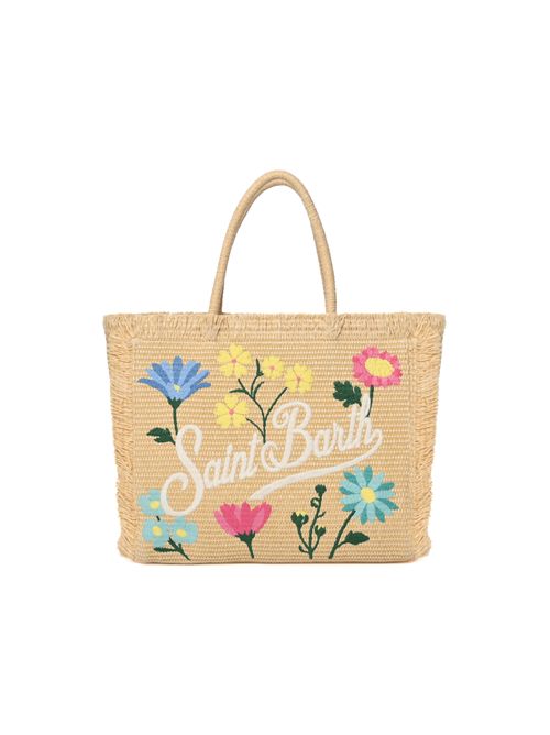 Borsa a spalla Vanity effetto paglia con ricamo floreale Mc2 Saint Barth | VANI02109065L